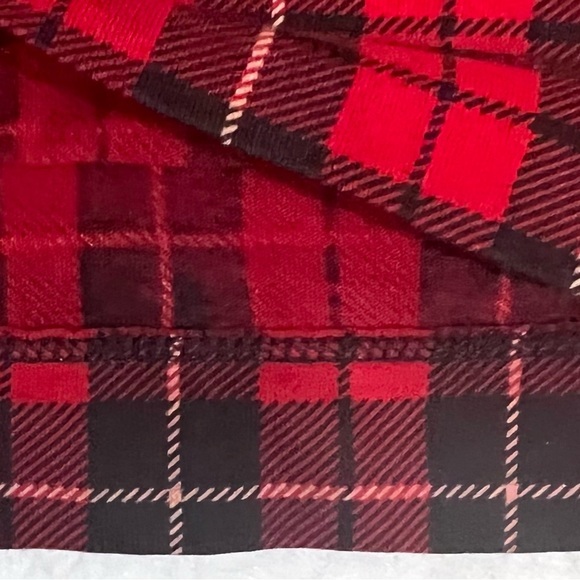 Lauren Ralph Lauren sz S red & black plaid ruffle front long sleeve knit blouse - Picture 9 of 12